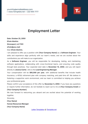 Free Employment Letter Template to Edit Online