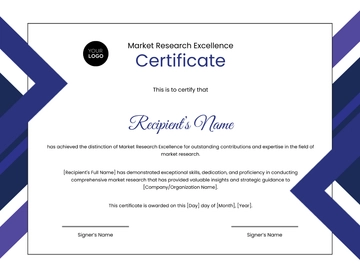 Free Market Research Excellence Certificate Template to Edit Online