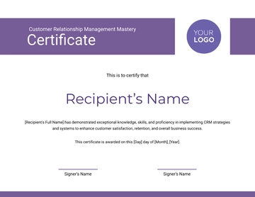Free Customer Relationship Management (CRM) Mastery Certificate Template to Edit Online