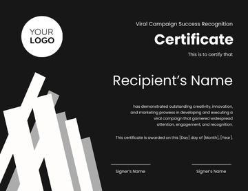 Free Viral Campaign Success Recognition Certificate Template to Edit Online
