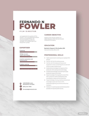 Film Director Resume