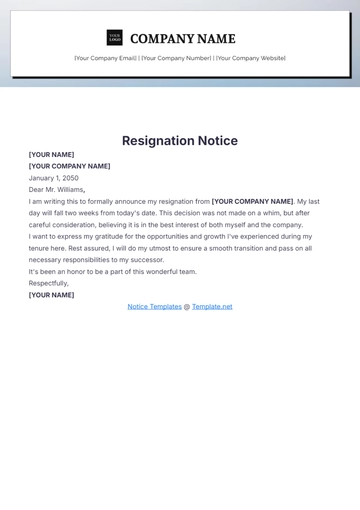 Free Notice Period Template to Edit Online