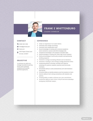 College Counselor Resume