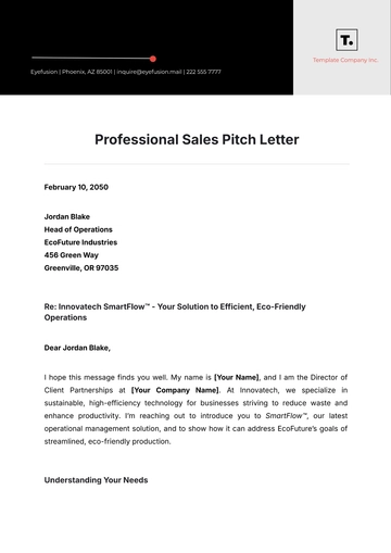 Free Professional Sales Pitch Letter to Edit Online