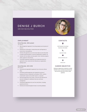 Driver Recruiter Resume
