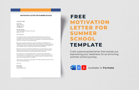 Motivation Letter for Summer School Template