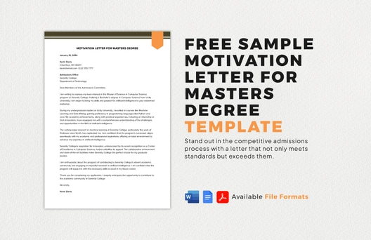 Sample Motivation Letter for Masters Degree Template