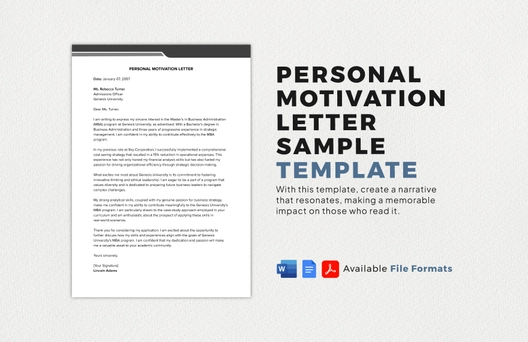Personal Motivation Letter Sample Template