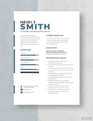 Elementary and Grade School Teacher Resume