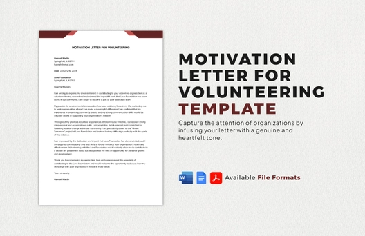 Motivation Letter for Volunteering Template