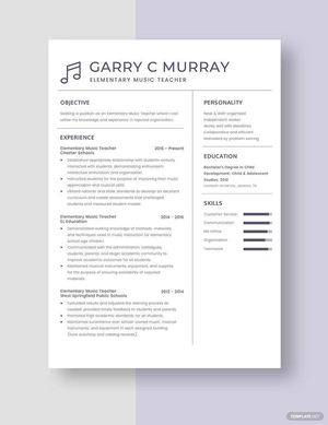 Elementary Music Teacher Resume