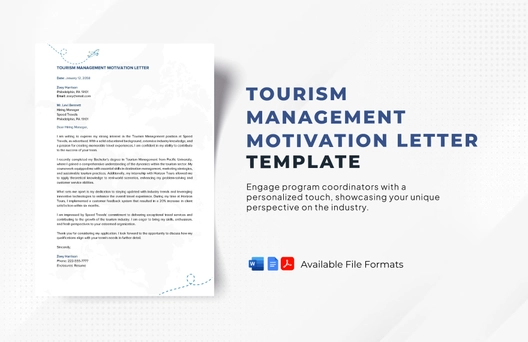 Tourism Management Motivation Letter Template
