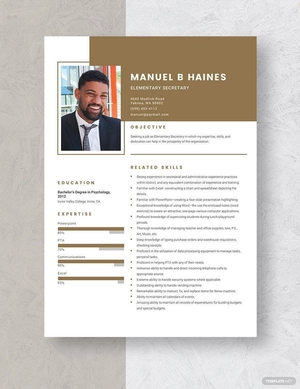 Elementary Secretary Resume