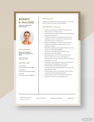 Engine Design Engineer Resume