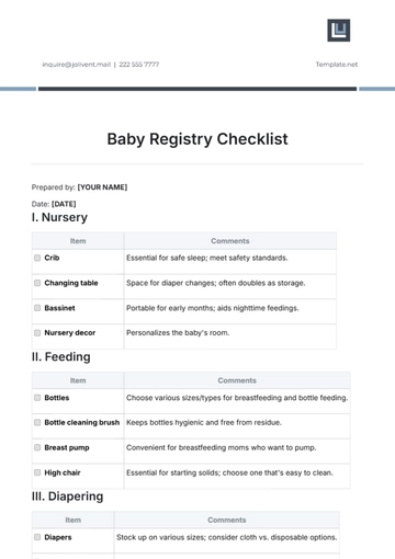 Free Baby Registry Checklist Template to Edit Online
