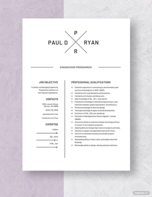 Engineering Programmer Resume