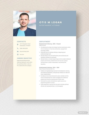 Entertainment Attorney Resume