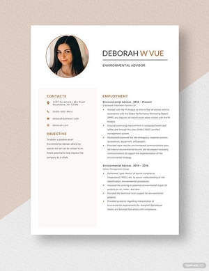 Environmental Advisor Resume