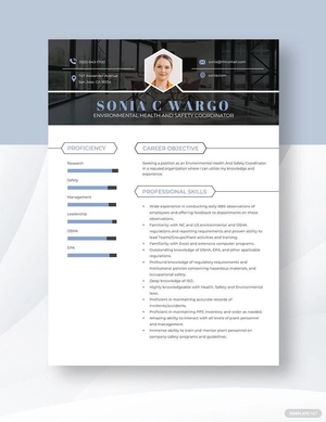 Environmental Health And Safety Coordinator Resume