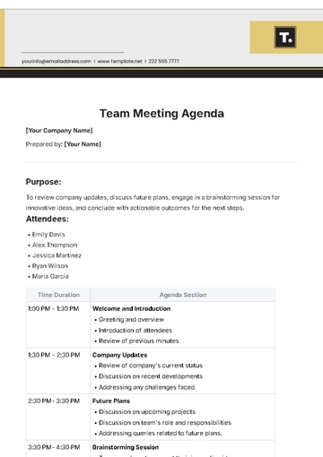Free Team Meeting Agenda Template to Edit Online