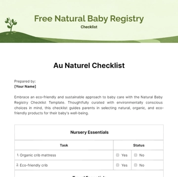 Free Natural Baby Registry Checklist Template to Edit Online
