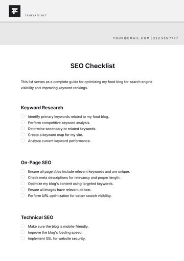 Free SEO Checklist Template to Edit Online | Template.net