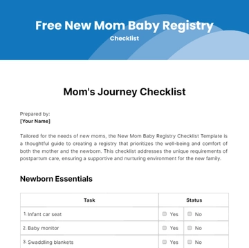 Free New Mom Baby Registry Checklist Template to Edit Online