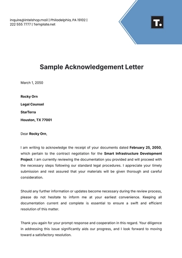 Free Sample Acknowledgement Letter Template to Edit Online