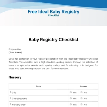 Free Ideal Baby Registry Checklist Template to Edit Online