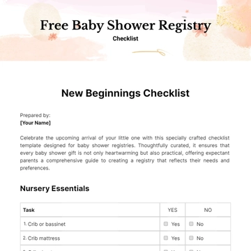 Free Baby Shower Registry Checklist Template to Edit Online
