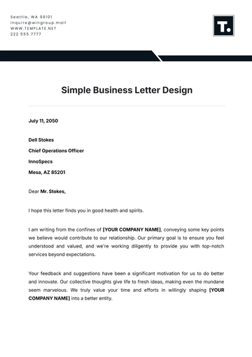 Free Simple Business Letter Design Template to Edit Online