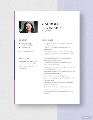 ESOL Tutor Resume