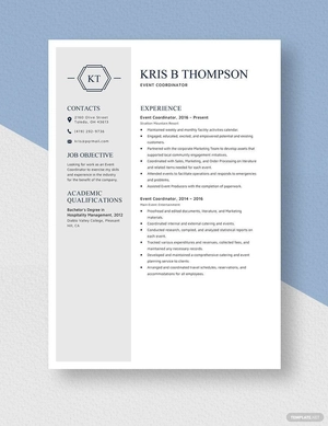 Event Coordinator Resume