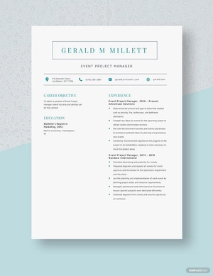Event Project Manager Resume