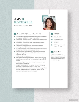 Event Sales Coordinator Resume