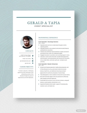 Event Specialist Resume