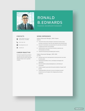 Fashion Showroom Manager Resume