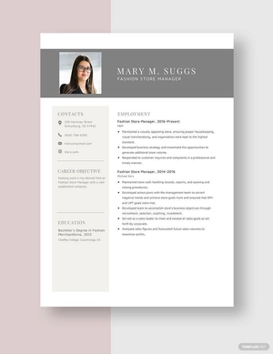 Fashion Store Manager Resume