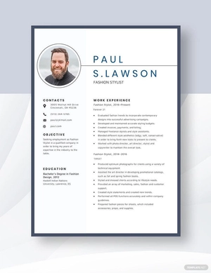 Fashion Stylist Resume