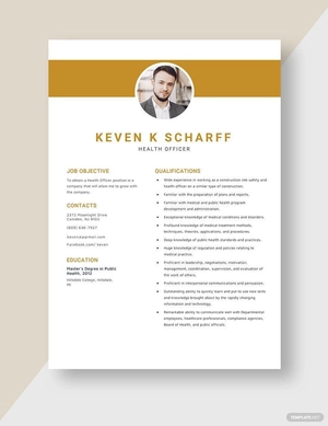 Health Officer Resume