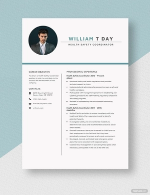 Health Safety Coordinator Resume