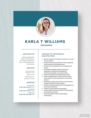 Food Scientist Resume
