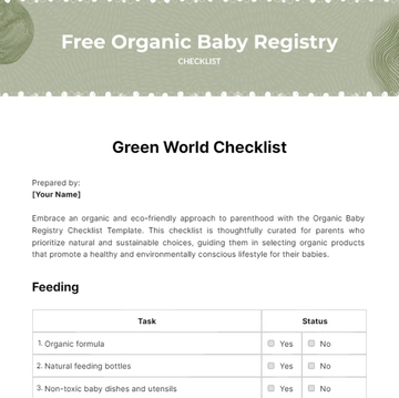 Free Organic Baby Registry Checklist Template to Edit Online