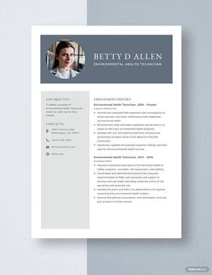 Environmental Health Technician Resume