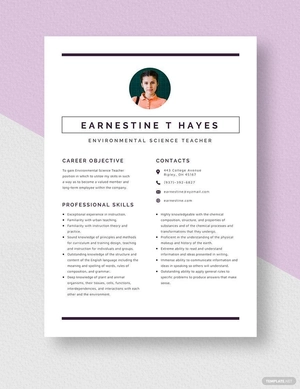 Environmental Science Teacher Resume