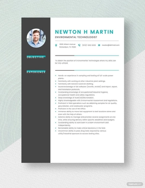 Environmental Technologist Resume