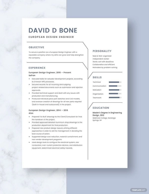 European Design Engineer Resume