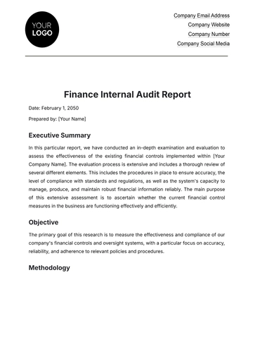 Free Finance Internal Audit Report Template to Edit Online