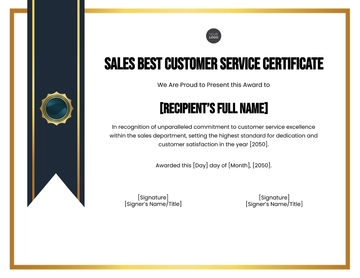 Free Sales Best Customer Service Certificate Template to Edit Online