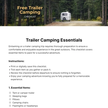Free Trailer Camping Checklist Template to Edit Online